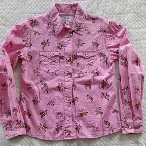 Panhandle Slim Pink Cowboy Print Button Down Shirt